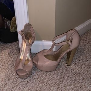 Open Toe Taupe Heels